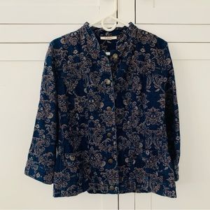 JM Collection Denim Floral Jacket Size 10 Romantic